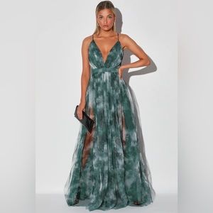Elegant Moment Emerald Green Tie-Dye Backless Maxi Dress